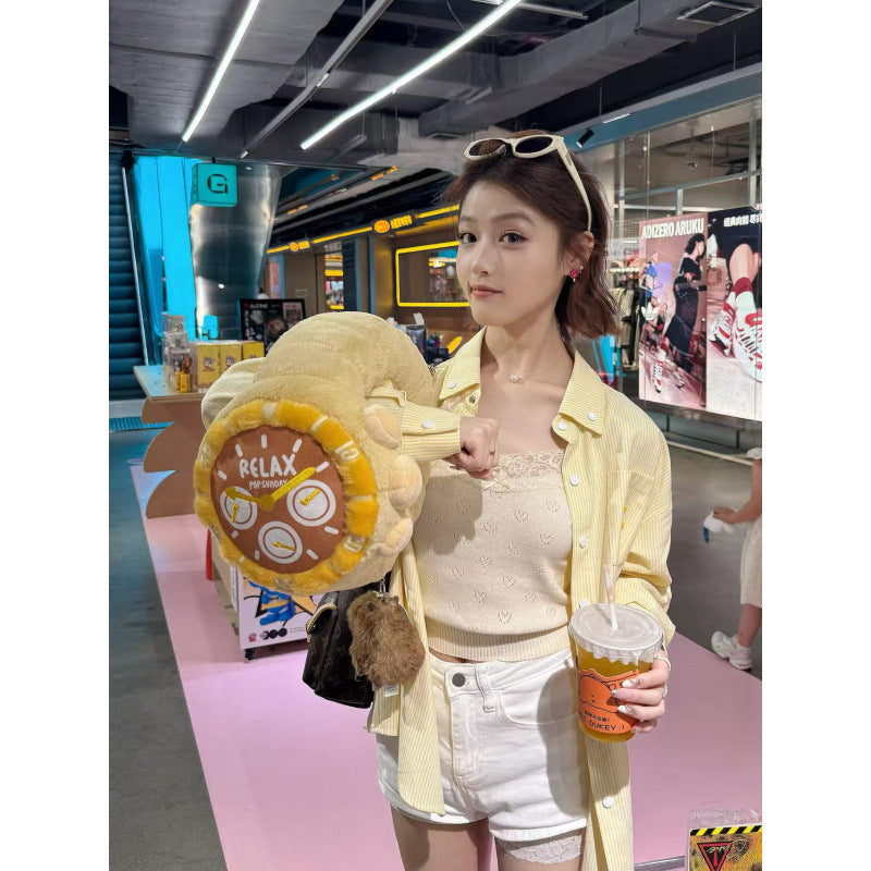 Women's Retro Yellow Striped Polo Collar Sun Protection Jacket