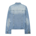 Button up stand collar denim jacket for women