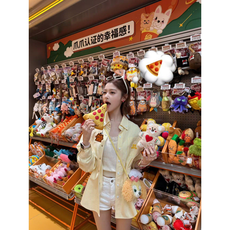Women's Retro Yellow Striped Polo Collar Sun Protection Jacket