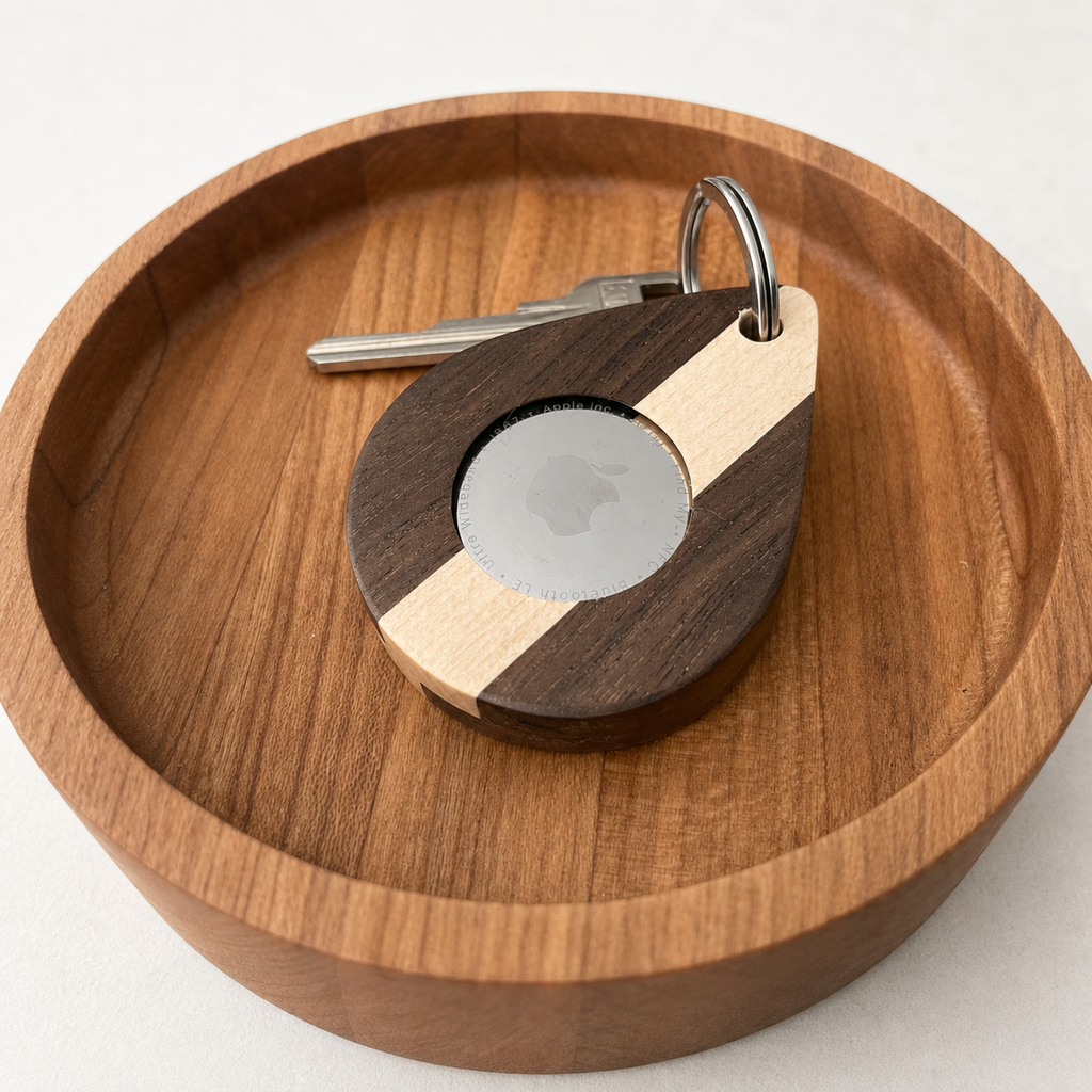 Magnetic Wooden AirTag Keychain