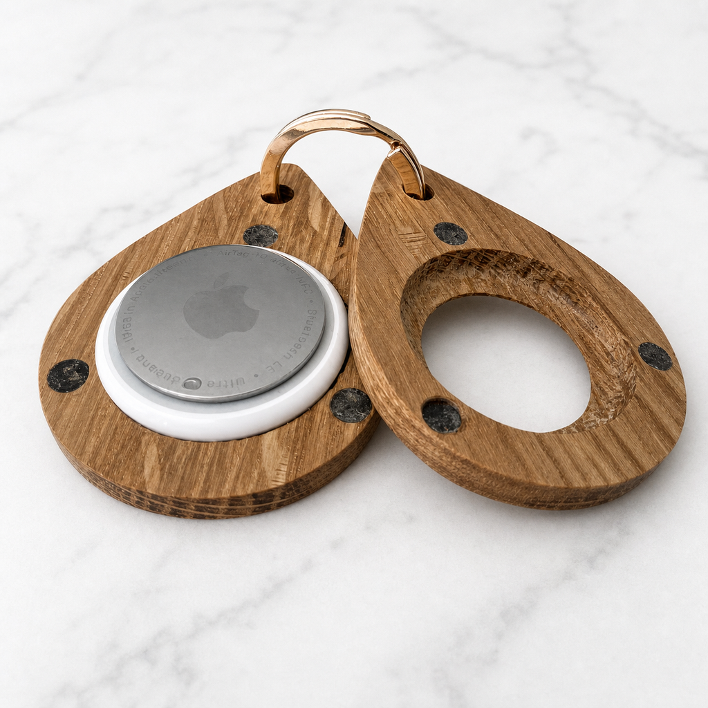 Magnetic Wooden AirTag Keychain